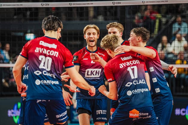 Volleyball Herren CEV Champions League 2026 SVG Lüneburg vs. Asseco Resovia Rzeszow 27.01.2026 Die Mannschaft der SVG Lüneburg jubelt