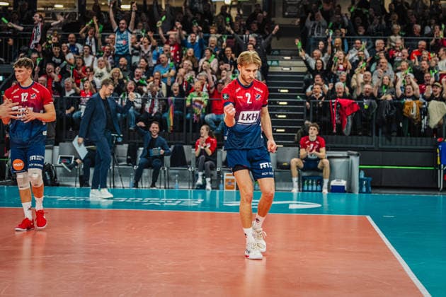Volleyball Herren CEV Champions League 2026 SVG Lüneburg vs. Asseco Resovia Rzeszow 27.01.2026 Daniel Gruvaeus ( 2 SVG Lüneburg) jubelt