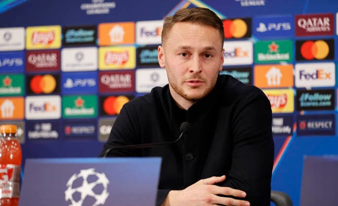 Monaco, Monte Carlo - January 28, 2026: AS Monaco vs. Juventus Football Club, Turin, UEFA Champions League press conference, PK, Pressekonferenz with dutch midfielder Teun Koopmeiners. Press Conference: AS Monaco - Juventus Football Club, UEFA Champions League