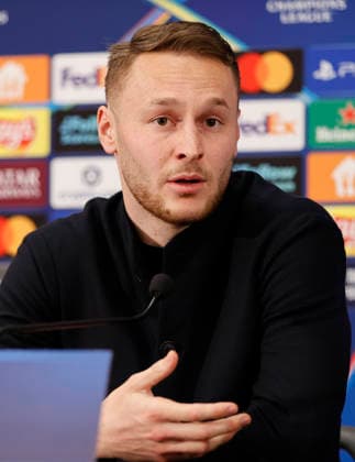 Monaco, Monte Carlo - January 28, 2026: AS Monaco vs. Juventus Football Club, Turin, UEFA Champions League press conference, PK, Pressekonferenz with dutch midfielder Teun Koopmeiners. Press Conference: AS Monaco - Juventus Football Club, UEFA Champions League