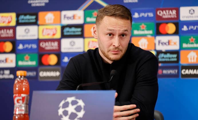Monaco, Monte Carlo - January 28, 2026: AS Monaco vs. Juventus Football Club, Turin, UEFA Champions League press conference, PK, Pressekonferenz with dutch midfielder Teun Koopmeiners. Press Conference: AS Monaco - Juventus Football Club, UEFA Champions League