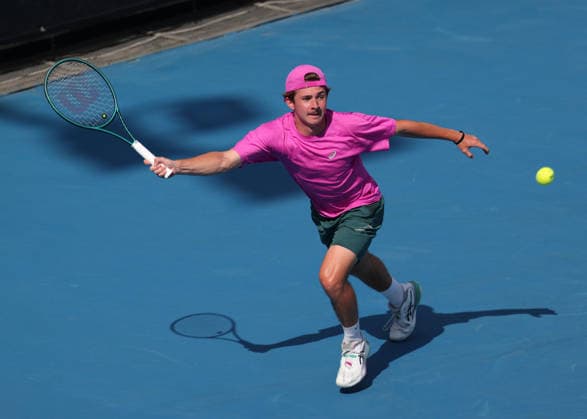 Flynn Thomas (SUI), Jungen Einzel, Boys Singles, Australian Open 2026 Melbourne Park, Melbourne, Victoria, Australia.. Copyright: xJuergenxHasenkopfx