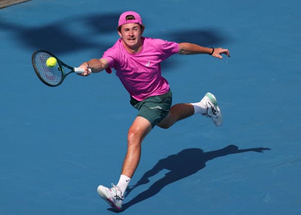 Flynn Thomas (SUI), Jungen Einzel, Boys Singles, Australian Open 2026 Melbourne Park, Melbourne, Victoria, Australia.. Copyright: xJuergenxHasenkopfx