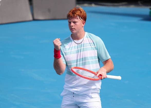 Jamie Mackenzie (GER) macht die Faust und jubelt, Jubel, Freude, Emotion, Jungen Einzel, Boys Singles, Australian Open 2026 Melbourne Park, Melbourne, Victoria, Australia.. Copyright: xJuergenxHasenkopfx