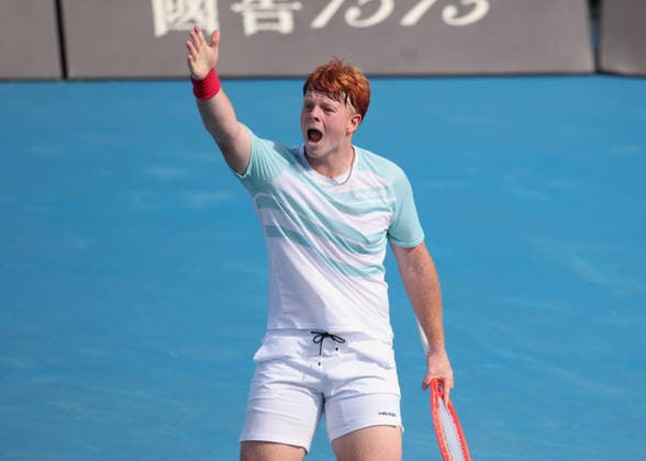 Jamie Mackenzie (GER) jubelt, Jubel, Freude, Emotion, Jungen Einzel, Boys Singles, Australian Open 2026 Melbourne Park, Melbourne, Victoria, Australia.. Copyright: xJuergenxHasenkopfx