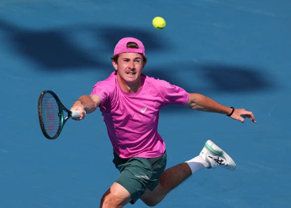 Flynn Thomas (SUI), Jungen Einzel, Boys Singles, Australian Open 2026 Melbourne Park, Melbourne, Victoria, Australia.. Copyright: xJuergenxHasenkopfx