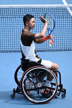 TENNIS AUSTRALIAN OPEN, Tokito Oda of Japan celebrates match point during the men™s round 1 wheelchair singles match against Casey Ratzlaff of the USA on day 11 of the 2026 Australian Open tennis tournament at Melbourne Park in Melbourne, Wednesday, January 22, 2026. ( NO ARCHIVING MELBOURNE VICTORIA AUSTRALIA  Copyright: xJOELxCARRETTx 20260128110845600720