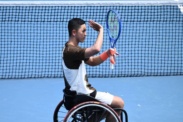 TENNIS AUSTRALIAN OPEN, Tokito Oda of Japan celebrates m,atch point during the men™s round 1 wheelchair singles match against Casey Ratzlaff of the USA on day 11 of the 2026 Australian Open tennis tournament at Melbourne Park in Melbourne, Wednesday, January 22, 2026. ( NO ARCHIVING MELBOURNE VICTORIA AUSTRALIA  Copyright: xJOELxCARRETTx 20260128133110737049