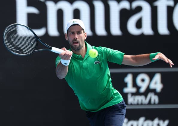 January 28, 2026, Melbourne, Victoria, Australia: NOVAK DJOKOVIC of Serbia during the match against L. Musetti of Italy in the quarter final of Australian Open, Melbourne, Australia. Melbourne Australia - ZUMAc278 20260128_zsp_c278_045 Copyright: xMarcinxCholewinskix