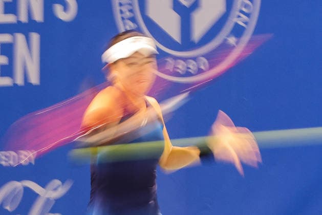(260128) -- MANILA, Jan. 28, 2026 -- Zhu Lin of China competes during the women s singles round of 32 match between Zhu Lin of China and Sun Lulu of New Zealand at the WTA, Tennis Damen Philippine Women s Open in Manila, the Philippines, Jan. 27, 2026. ) (SP)THE PHILIPPINES-MANILA-TENNIS-WTA PHILIPPINE WOMEN S OPEN-SINGLES ROUELLExUMALI 