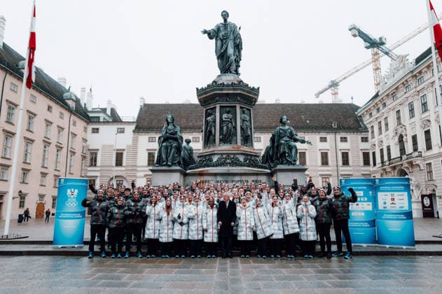 OLYMPICS - Winter Olympic Games, Olympische Spiele, Olympia, OS Milano Cortina 2026 VIENNA,AUSTRIA,28.JAN.26 - OLYMPICS - Winter Olympic Games Milano Cortina 2026, preview, Vereidigung Olympic Team Austria. Image shows all athletes and the president of Austria Alexander Van Der Bellen.  GEPAxpictures xAlexanderxSolc