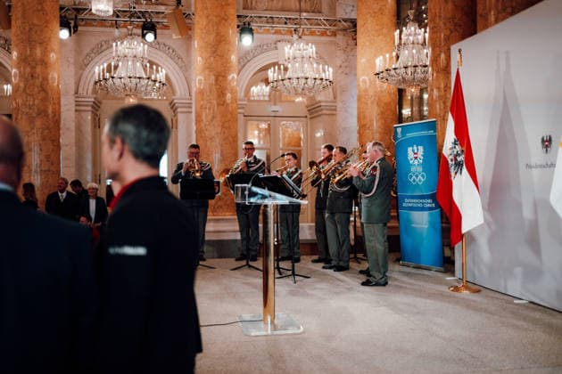 OLYMPICS - Winter Olympic Games, Olympische Spiele, Olympia, OS Milano Cortina 2026 VIENNA,AUSTRIA,28.JAN.26 - OLYMPICS - Winter Olympic Games Milano Cortina 2026, preview, Vereidigung Olympic Team Austria. Image shows the musicans.  GEPAxpictures xAlexanderxSolc