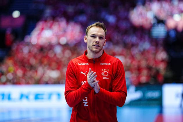 Mathias Gidsel (Daenemark, 19) DEN, Deutschland vs. Daenemark, Handball, EHF Europameisterschaft 2026, Hauptrunde, Spieltag 3, 26.01.2026 DEN, Deutschland vs. Daenemark, Handball, EHF Europameisterschaft 2026, Hauptrunde, Spieltag 3, 26.01.2026 Herning Copyright: xEibner-Pressefoto MarcelxvonxFehrnx EP_MFN