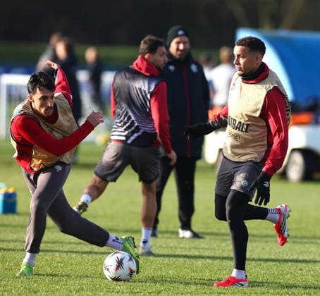 Bojan Miovski & James Tavernier training ahead of tomorrow s Europa League match against FC Porto. Rangers Training - The Rangers Training Centre, Glasgow, Lanarkshire, Scotland, UK - 28 Jan 2026Glasgow The Rangers Training Centre Lanarkshire United Kingdom  Copyright: xO Rourke RangersxFC Shutterstockx 16457496b