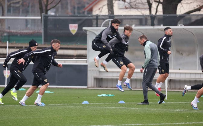 2026,01,28, Stuttgart, Fußball UEFA Europa League, Saison 2025-2026, VfB Stuttgart, Training, v.l. Ermedin Demirovic, Noah Darvich