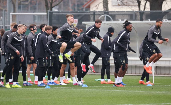 2026,01,28, Stuttgart, Fußball UEFA Europa League, Saison 2025-2026, VfB Stuttgart, Training, Finn Jeltsch, Dan-Axel Zagadou