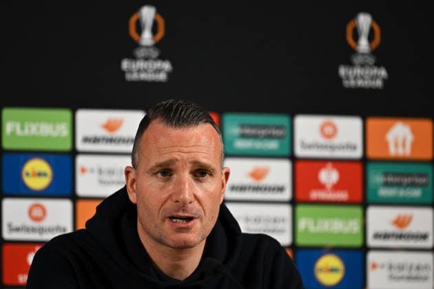 Genk s head coach Nicky Hayen pictured during a press conference, PK, Pressekonferenz of Belgian soccer team KRC Genk in Genk, on Wednesday 28 January 2026. The team is preparing for tomorrow s match against Swedish team Malmo FF, on day eight of the League phase of the UEFA Europa League tournament. JOHAN EYCKENS JohanxEyckens  x159263622x
