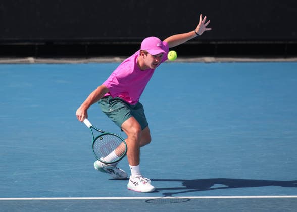 Flynn Thomas (SUI), Jungen Einzel, Boys Singles, Australian Open 2026 Melbourne Park, Melbourne, Victoria, Australia.. Copyright: xJuergenxHasenkopfx