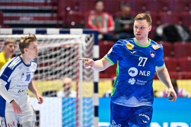 Slovenia s Kristjan HorÅ¾en during the 2026 EHF European Men s Handball Championship (the EHF Euro 2026) main round match between Slovenia and Iceland at Malmö Arena, in Malmö, Sweden, on January 28, 2026. MALMÖ SWEDEN x50090x
