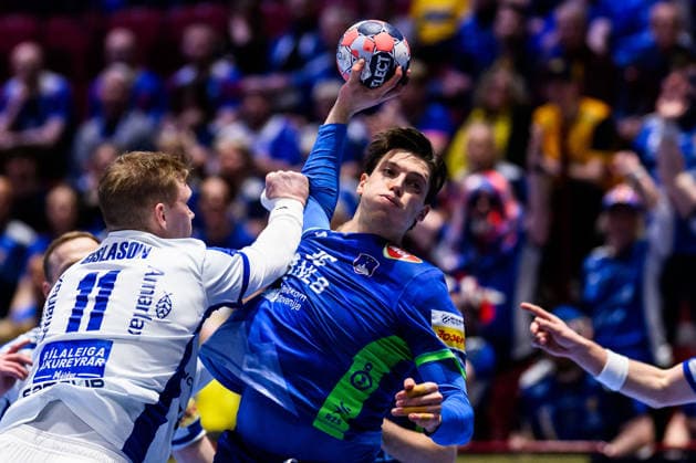 260128 Domen Makuc of Slovenia during the EHF European Handball Championship main round match between Slovenia and Iceland on January 28, 2026 in Malmö. Photo: Petter Arvidson BILDBYRAN kod PA PA1143 handball handboll handball handbolls-em 2026 slovenien slovenia island ehf european handball championship iceland bbeng Copyright: PETTERxARVIDSON BB260128PA001