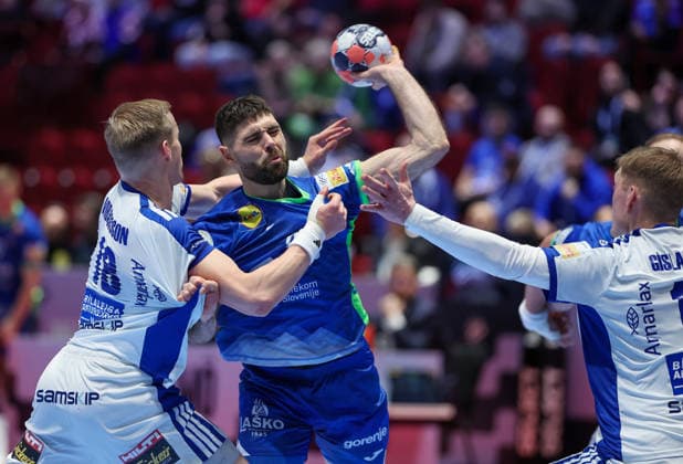 Slovenia v Iceland - MenÂ s EHF EURO 2026 MALMO, SWEDEN - JANUARY 28: Blaz Janc of Slovenia in action during the Men s EHF Euro 2026 match between Slovenia and Iceland at Malmo Arena on January 28 2026 in Malmo, Sweden.  SanjinxStrukic PIXSELL