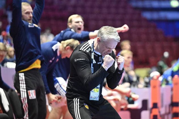 MALMÖ, SWEDEN 20260128 Iceland™s head coach Snorri Steinn Gudjonsson celebrates during the 2026 EHF European Men s Handball Championship (the EHF Euro 2026) main round match between Slovenia and Iceland at Malmö Arena, in Malmö, Sweden, on January 28, 2026. MALMÖ SWEDEN x50090x