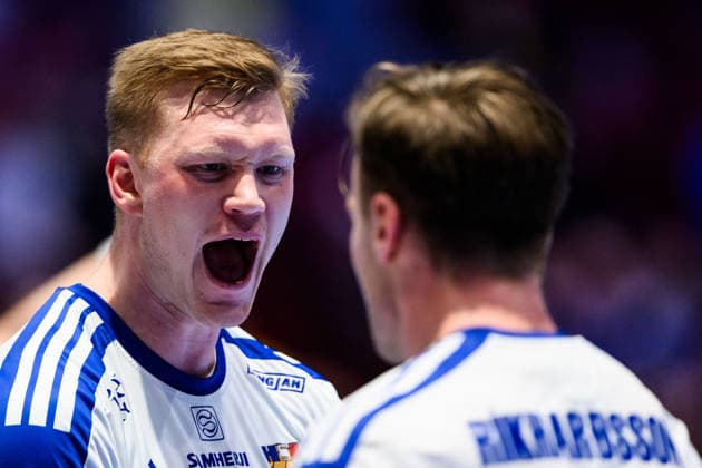 260128 Ymir Gislason of Iceland celebrates during the EHF European Handball Championship main round match between Slovenia and Iceland on January 28, 2026 in Malmö. Photo: Petter Arvidson BILDBYRAN kod PA PA1143 handball handboll handball handbolls-em 2026 slovenien slovenia island ehf european handball championship iceland bbeng jubel celebrates Copyright: PETTERxARVIDSON BB260128PA015