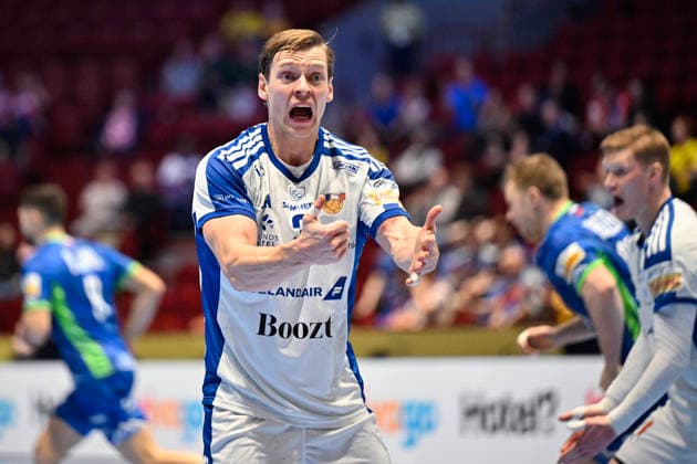 MALMÖ, SVERIGE 20260128 Iceland s Janus Dadi Smarason during the 2026 EHF European Men s Handball Championship (the EHF Euro 2026) main round match between Slovenia and Iceland at Malmö Arena, in Malmö, Sweden, on January 28, 2026. MALMÖ SVERIGE x50090x