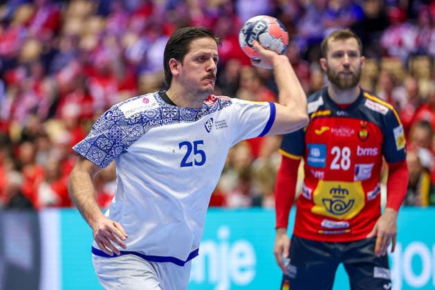 28.01.2026, Handball, Men s EHF EURO 2026, Spanien - Portugal, Jyske Bank Boxen in Herning, Dänemark, Main Round: Antonio Antunes Baeta Rodrigues Areia (Portugal 25) Dänemark
