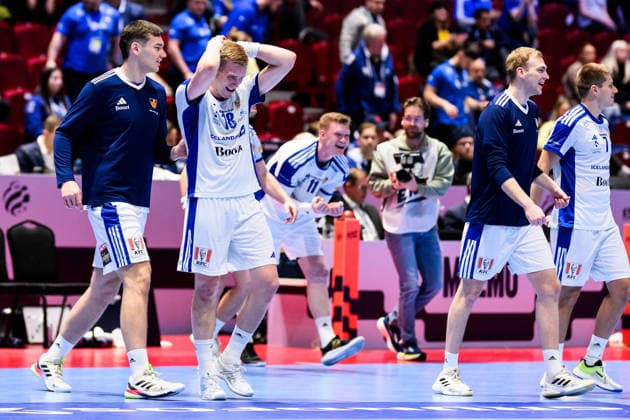 260128 Ellidi Vidarsson of Iceland celebrates after the EHF European Handball Championship main round match between Slovenia and Iceland on January 28, 2026 in Malmö. Photo: Petter Arvidson BILDBYRAN kod PA PA1143 handball handboll handball handbolls-em 2026 slovenien slovenia island ehf european handball championship iceland bbeng jubel celebrates Copyright: PETTERxARVIDSON BB260128PA026