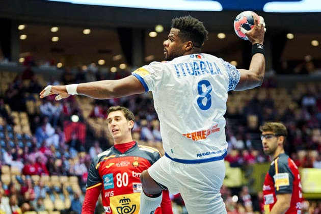 DENMARK European Men s Handball Championship: Spain - Portugal Portugal s Victor Iturizza during the EHF Euro 2026 main round men s handball match between Spain and Portugal at Jyske Bank Boxen in Herning, Wednesday, January 28, 2026. (Photo: Thomas Traasdahl Ritzau Scanpix) , Herning Denmark Copyright: RitzauxScanpix ThomasxTraasdahlx spdk20260128-172451-L