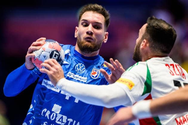 260128 Tin Lucin of Croatia during the EHF European Handball Championship main round match between Croatia and Hungary on January 28, 2026 in Malmö. Photo: Petter Arvidson BILDBYRAN kod PA PA1144 handball handboll handball handbolls-em 2026 croatia hungary kroatien ungern ehf european handball championship bbeng grappa33 Copyright: PETTERxARVIDSON BB260128PA041