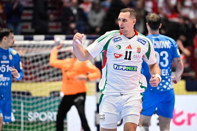MALMÖ, SVERIGE 20260128 Hungary s Patrik Ligetvari celebrates after scoring during the 2026 EHF European Men s Handball Championship (the EHF Euro 2026) main round match between Croatia and Hungary at Malmö Arena, in Malmö, Sweden, on January 28, 2026. MALMÖ SVERIGE x50090x