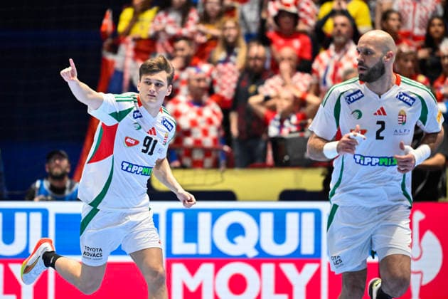 Hungary s Bence Imre celebrates during the 2026 EHF European Men s Handball Championship (the EHF Euro 2026) main round match between Croatia and Hungary at Malmö Arena, in Malmö, Sweden, on January 28, 2026. MALMÖ SWEDEN x50090x