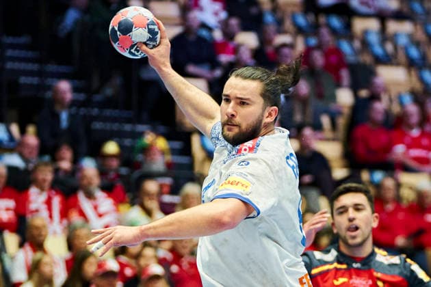 DENMARK Men s Handball European Championship, EM, Europameisterschaft Spain - Portugal Portugal s Luis Frade during the EHF Euro 2026 main round men s handball match between Spain and Portugal at Jyske Bank Boxen in Herning, Wednesday, January 28, 2026. (Photo: Thomas Traasdahl Ritzau Scanpix) , Herning Denmark Copyright: RitzauxScanpix ThomasxTraasdahlx spdk20260128-172542-L