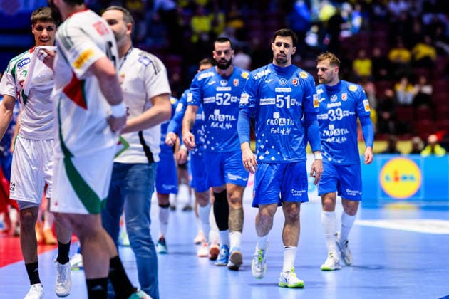 260128 Ivan Martinovic of Croatia looks dejected during the EHF European Handball Championship main round match between Croatia and Hungary on January 28, 2026 in Malmö. Photo: Petter Arvidson BILDBYRAN kod PA PA1144 handball handboll handball handbolls-em 2026 croatia hungary kroatien ungern ehf european handball championship bbeng grappa33depp Copyright: PETTERxARVIDSON BB260128PA056