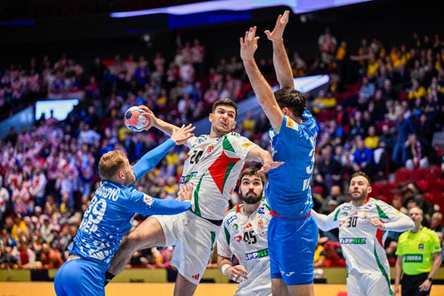 Hungary s Gergo Fazekas during the 2026 EHF European Men s Handball Championship (the EHF Euro 2026) main round match between Croatia and Hungary at Malmö Arena, in Malmö, Sweden, on January 28, 2026. MALMÖ SWEDEN x50090x