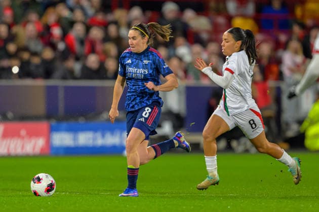 Mariona Caldentey (8 Arsenal FC) during the FIFA Women s Champions Cup game between Arsenal FC vs ASFAR at Gtech Community Stadium in London , England . (Photo by Keeran Marquis Sports Press Photo SPP) Copyright: xKeeranxMarquis SPPx Sportspressphoto_SPR86411