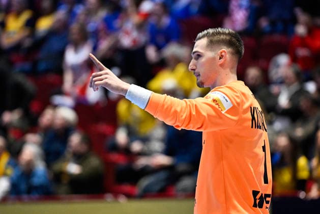 MALMÖ, SVERIGE 20260128 Croatia s goalkeeper Dominik KuzmanoviÄ‡ during the 2026 EHF European Men s Handball Championship (the EHF Euro 2026) main round match between Croatia and Hungary at Malmö Arena, in Malmö, Sweden, on January 28, 2026. MALMÖ SVERIGE x50090x