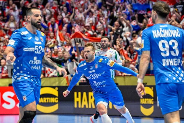 Croatia s David MandiÄ‡ celebrates after a goal during the 2026 EHF European Men s Handball Championship (the EHF Euro 2026) main round match between Croatia and Hungary at Malmö Arena, in Malmö, Sweden, on January 28, 2026. MALMÖ SWEDEN x50090x