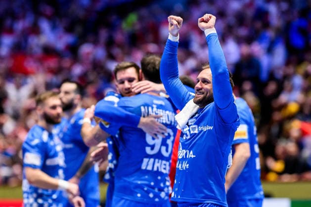 260128 Luka Cindric of Croatia celebrates after the EHF European Handball Championship main round match between Croatia and Hungary on January 28, 2026 in Malmö. Photo: Petter Arvidson BILDBYRAN kod PA PA1144 handball handboll handball handbolls-em 2026 croatia hungary kroatien ungern ehf european handball championship bbeng grappa33 jubel Copyright: PETTERxARVIDSON BB260128PA090
