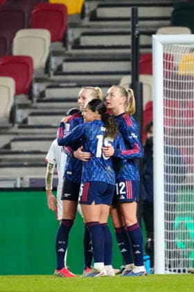 Arsenal Women FC v ASFAR - FIFA Women s Champions Cup 2026 Semi Final Olivia Smith forward of Arsenal and Canada celebrates after scoring her sides first goal during the FIFA Women s Champions Cup 2026 Semi Final match between Arsenal Women FC and AS FAR at Brentford stadium on January 28, 2026 in London, England. London England United Kingdom  Copyright: xJosexBretonx originalFilename:bretonhernandez-arsenalw260128_npWWv.jpg