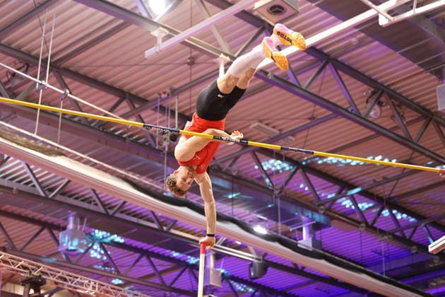 Torben Blech (Ger, Stabhochsprung Männer) 22, Internationales Springermeeting in Cottbus, 28.01.2025 *** Torben Blech Ger, Pole Vault Men 22, International Jumper Meeting in Cottbus, 28 01 2025