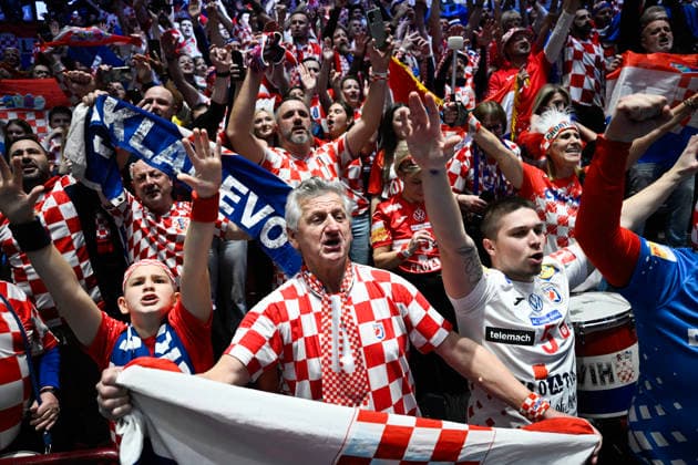 MALMÖ, SWEDEN 20260128 Croatian fans celebrate after the 2026 EHF European Men s Handball Championship (the EHF Euro 2026) main round match between Croatia and Hungary at Malmö Arena, in Malmö, Sweden, on January 28, 2026. MALMÖ SWEDEN x50090x