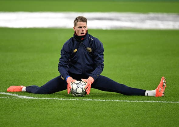 28.01.2025, xophax, Fussball , UEFA Champions League , 2025 2026 , Bayer Leverkusen gegen FC Villarreal. Jonas Omlin (Bayer 04 Leverkusen ) Leverkusen
