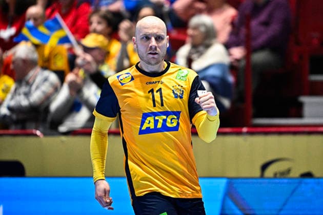 MALMÖ, SVERIGE 20260128 Sveriges Daniel Pettersson under matchen i mellanrundan i handbolls-EM mellan Schweiz och Sverige i Malmö Arena, Malmö, Sverige, 28 januari, 2026. MALMÖ SVERIGE x50090x