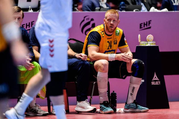 260128 Jim Gottfridsson of Sweden during the EHF European Handball Championship main round match between Switzerland and Sweden on January 28, 2026 in Malmö. Photo: Petter Arvidson BILDBYRAN kod PA PA1145 handball handboll handball handbolls-em 2026 schweiz sverige sweden ehf european handball championship switzerland bbeng Copyright: PETTERxARVIDSON BB260128PA145