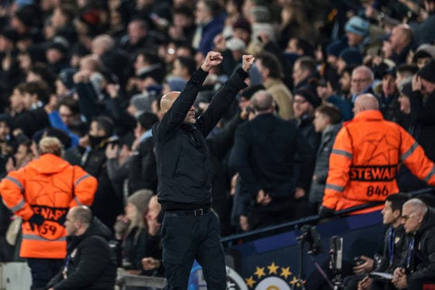 UEFA Champions League Manchester City v Galatasaray Pep Guardiola manager of Manchester City celebrates as Erling Haaland of Manchester City scores to make it 1-0 during the UEFA Champions League Matchday 8 of 8 match Manchester City vs Galatasaray at City of Manchester Stadium, Manchester, United Kingdom on 28 January 2026 (Photo by Mark Cosgrove News Images) Manchester City of Manchester Stadium Greater Manchester United, ManU Kingdom Copyright: xMarkxCosgrove NewsxImagesx