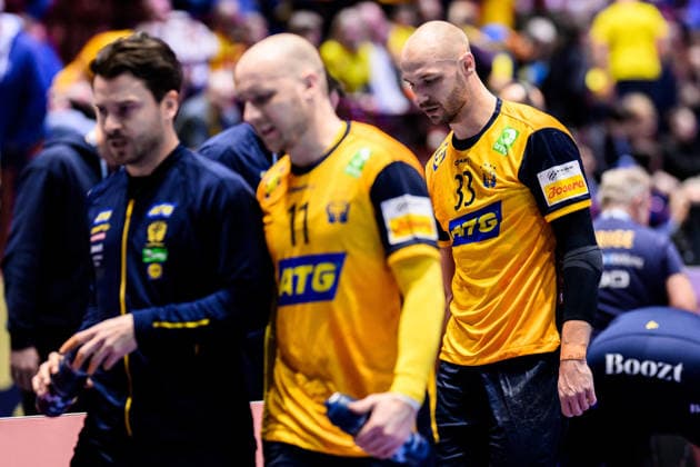 260128 Lukas Sandell of Sweden during the EHF European Handball Championship main round match between Switzerland and Sweden on January 28, 2026 in Malmö. Photo: Petter Arvidson BILDBYRAN kod PA PA1145 handball handboll handball handbolls-em 2026 schweiz sverige sweden ehf european handball championship switzerland bbeng Copyright: PETTERxARVIDSON BB260128PA149