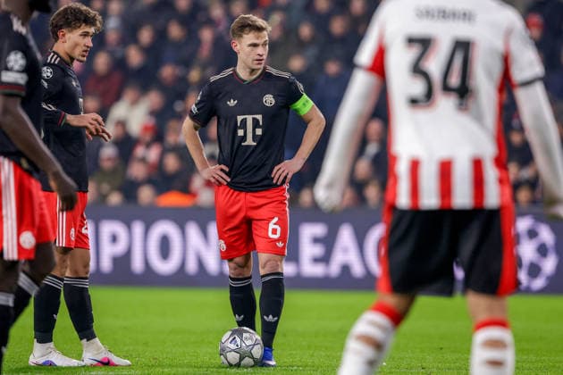 2026-01-28 PSV Eindhoven v FC Bayern Munich - UEFA Champions League 2025 26 League Phase MD8 EINDHOVEN, NETHERLANDS - JANUARY 28: Joshua Kimmich of FC Bayern Munich looks on during the UEFA Champions League 2025 26 League Phase MD8 match between PSV Eindhoven and FC Bayern Munich at Philips Stadion on January 28, 2026 in Eindhoven, Netherlands. Eindhoven Philips Stadion Netherlands Content not available for redistribution in The Netherlands directly or indirectly through any third parties. Copyright: xBroerxvanxdenxBoomx